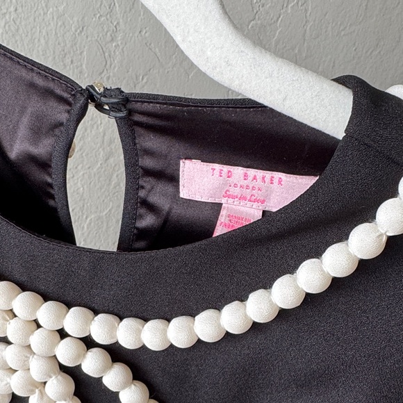 Ted Baker Elegant Black Dress with Pearl Detailing - Picture 3 of 4